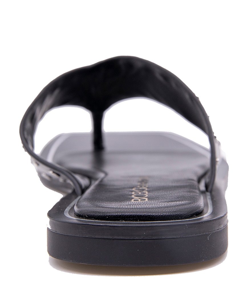 BCBGeneration Ixina Leather Studded Square Toe Thong Sandals