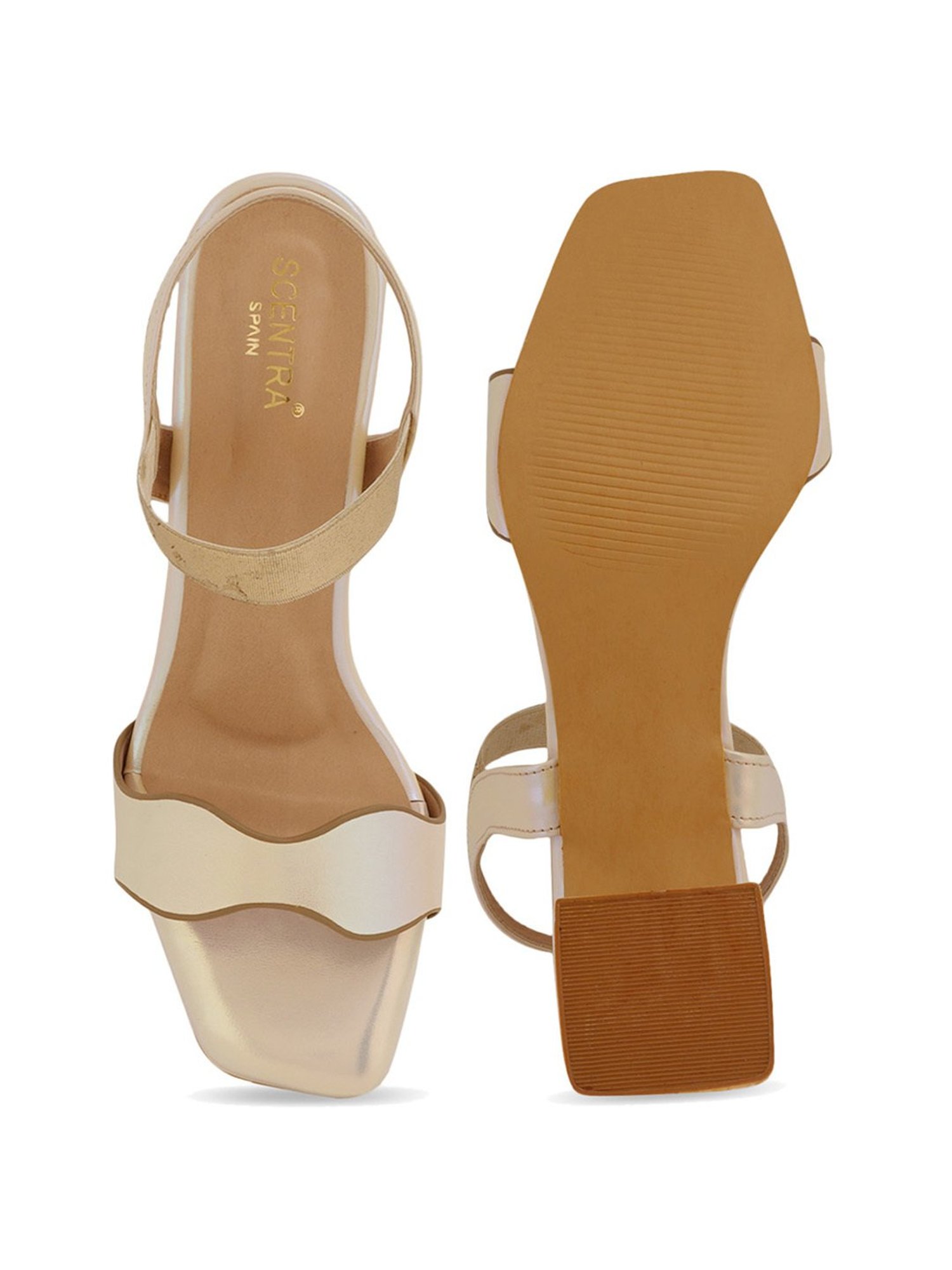 Scentra Women's Mustard Ankle Strap Sandals