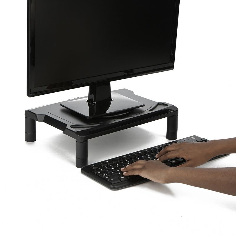 Mind Reader Rotative Extra Wide Adjustable Monitor Risers, Black