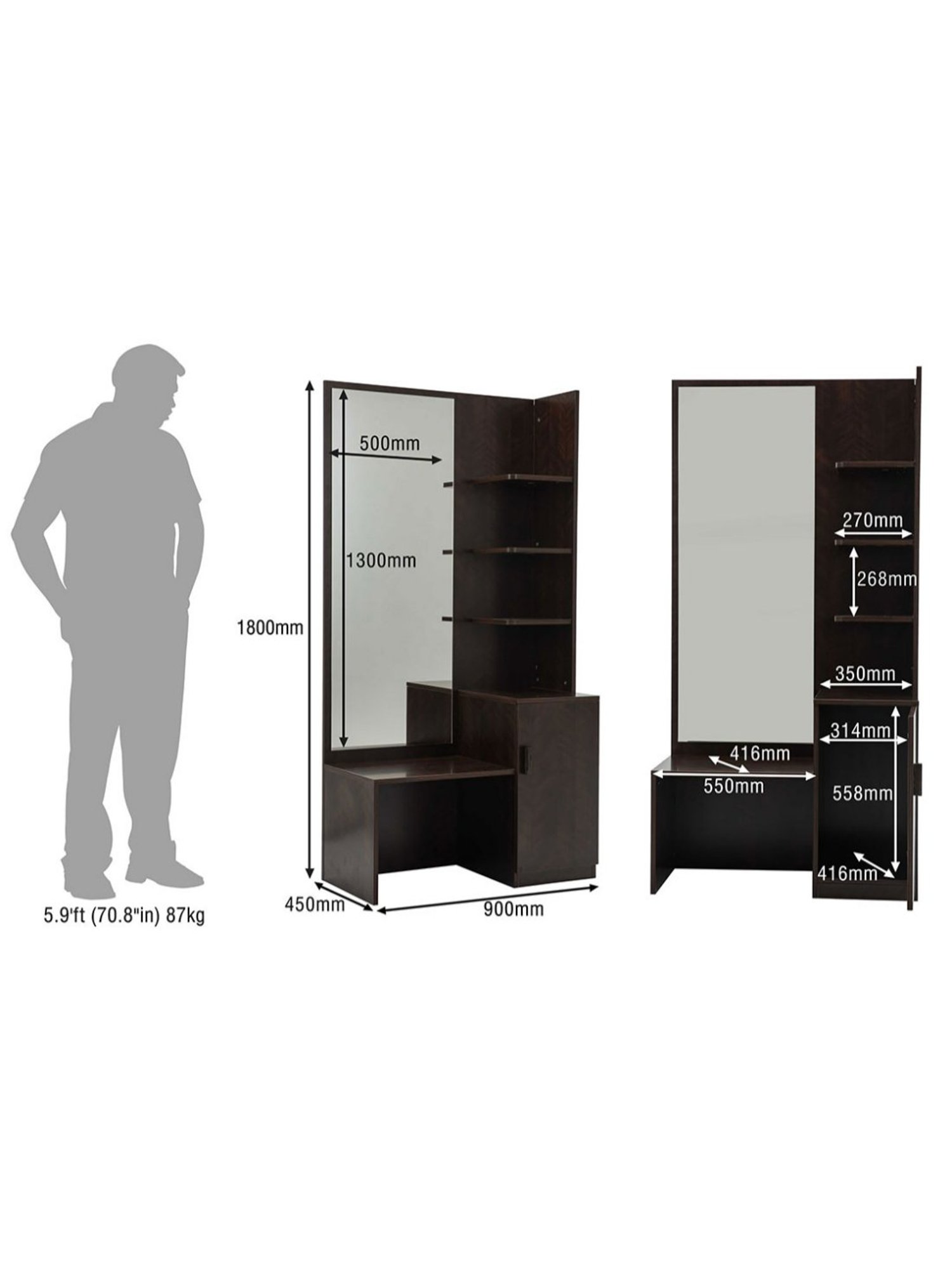 Godrej Interio Aero Valigny Oak Engineered Wood Standerd Dressing Table