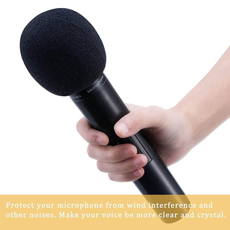 Pack Large Foam Cover Mic Windscreen Microphone Cover Handheld Foam Windscreen for MXL, Audio,Perfect Pop Filter for Recording,Black