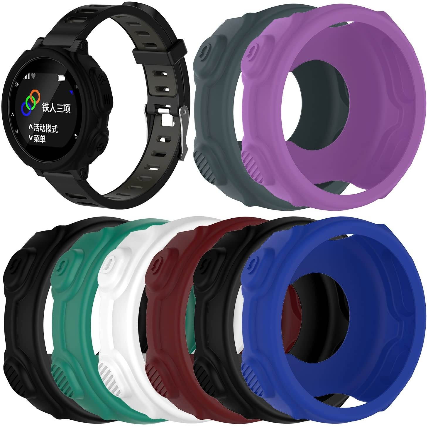 AWINNER Colorful Case for Garmin Forerunner 235/735XT,Shock-Proof and Shatter-Resistant Protective Silicone Case for Garmin Forerunner 235 735XT (Red)