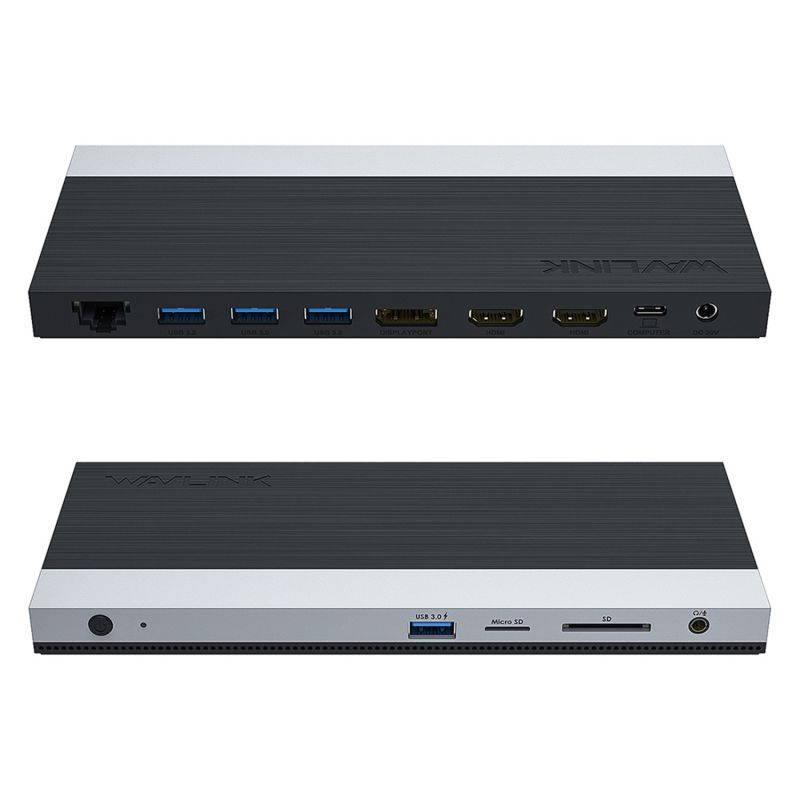 WAVLINK USB C Docking Station,13 in 1 Multiport USB C Adapter Triple Display for MacOS and Windows,USB C Hub with 2 HDMI 4K, DisplayPort, 4 USB, 87W PD, Gigabit Ethernet, SD/TF Card Reader, Mic/Audio