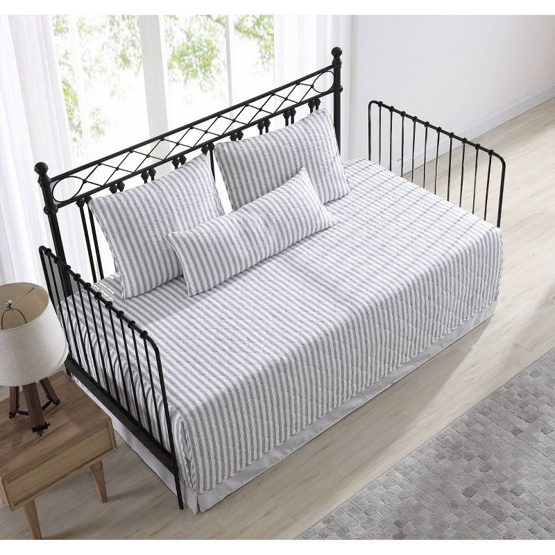 39" X 75" Willow Way Daybed Cover Set Ticking Stripe Gray - Stone Cottage