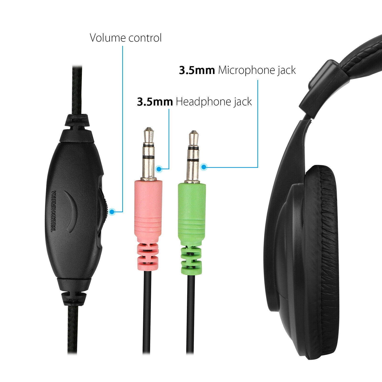 Wired Handsfree Earphone Headphones Headset With Mic For PC Computer Notebook