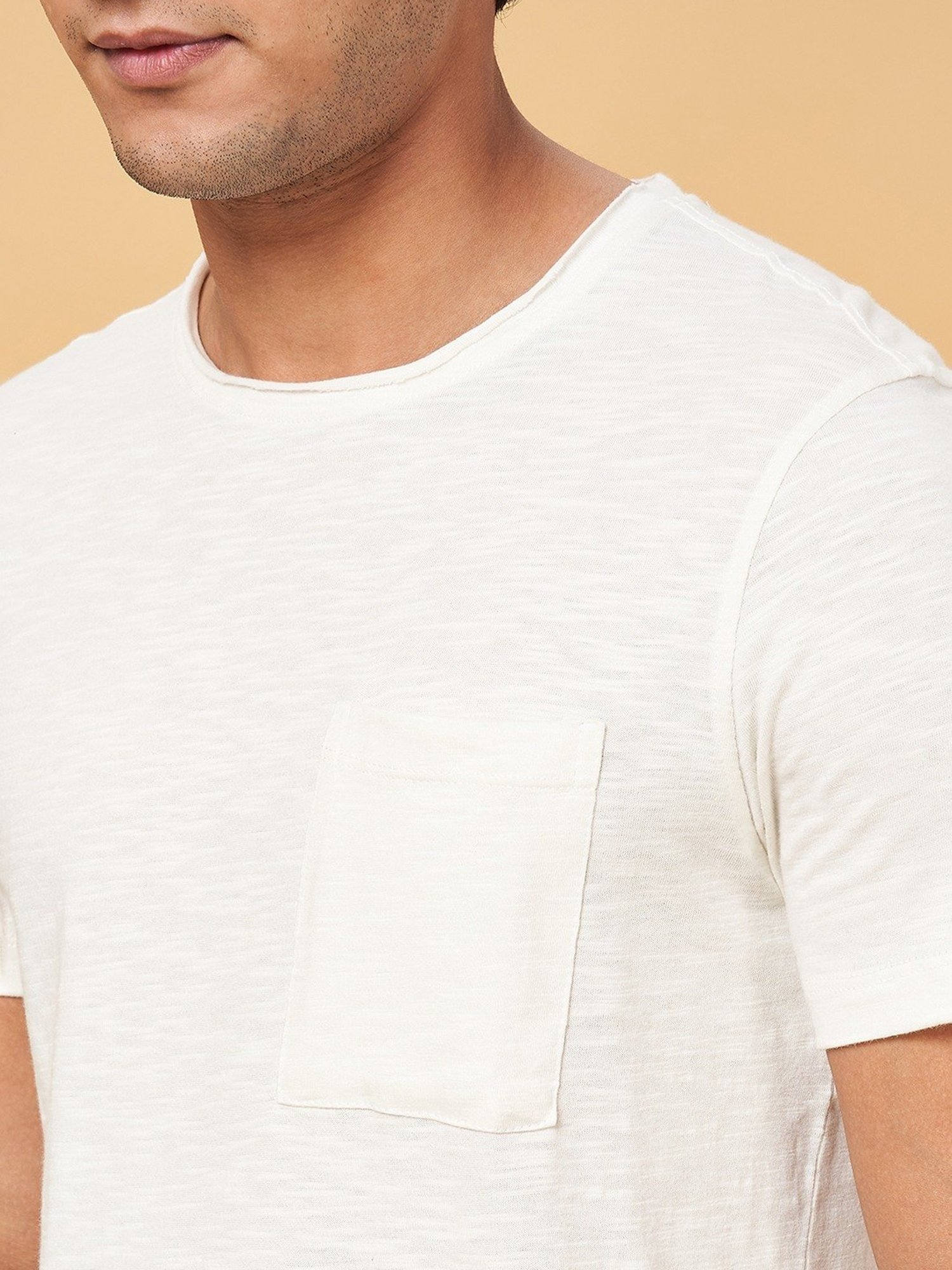Urban Ranger by Pantaloons White Cotton Slim Fit T-Shirt