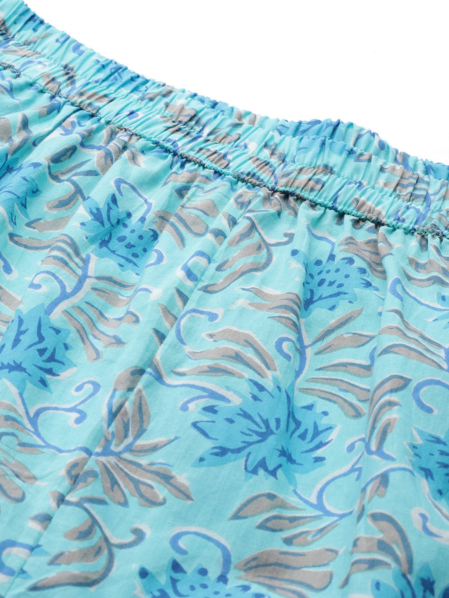 Anubhutee Blue Cotton Floral Print Shirt With Shorts