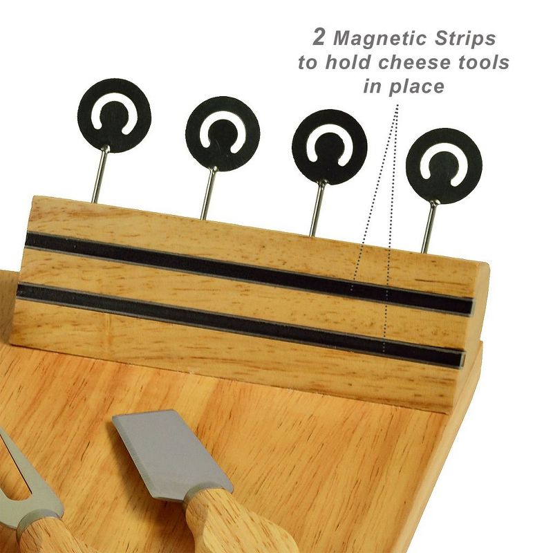 Picnic at Ascot Personalized Engraved Hardwood Board for Cheese & Appetizers - Includes 4 Cheese Knives, Cheese Markers & Ceramic Dish