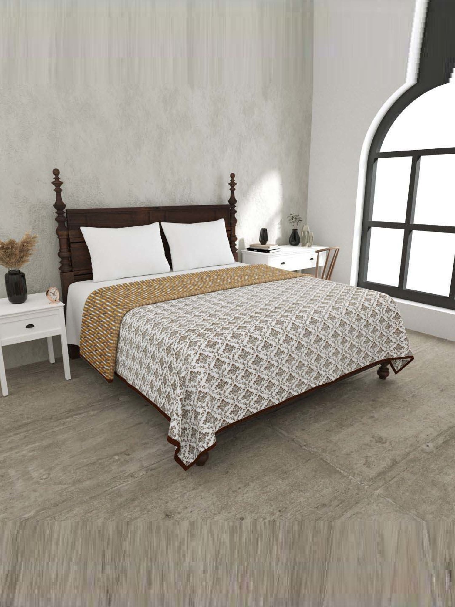 JaipurFabric Brownish Mulmul Cotton 150 GSM Reversible Ac Dohar