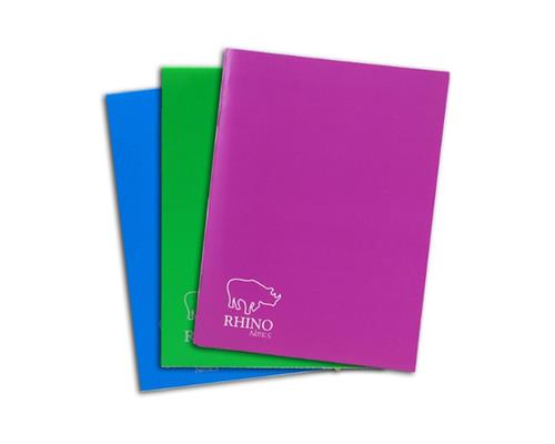 RHINO Notes, A4, 100 Page Notebook, 8mm Ruled & Margin - Assorted Colours (Pack of 6)