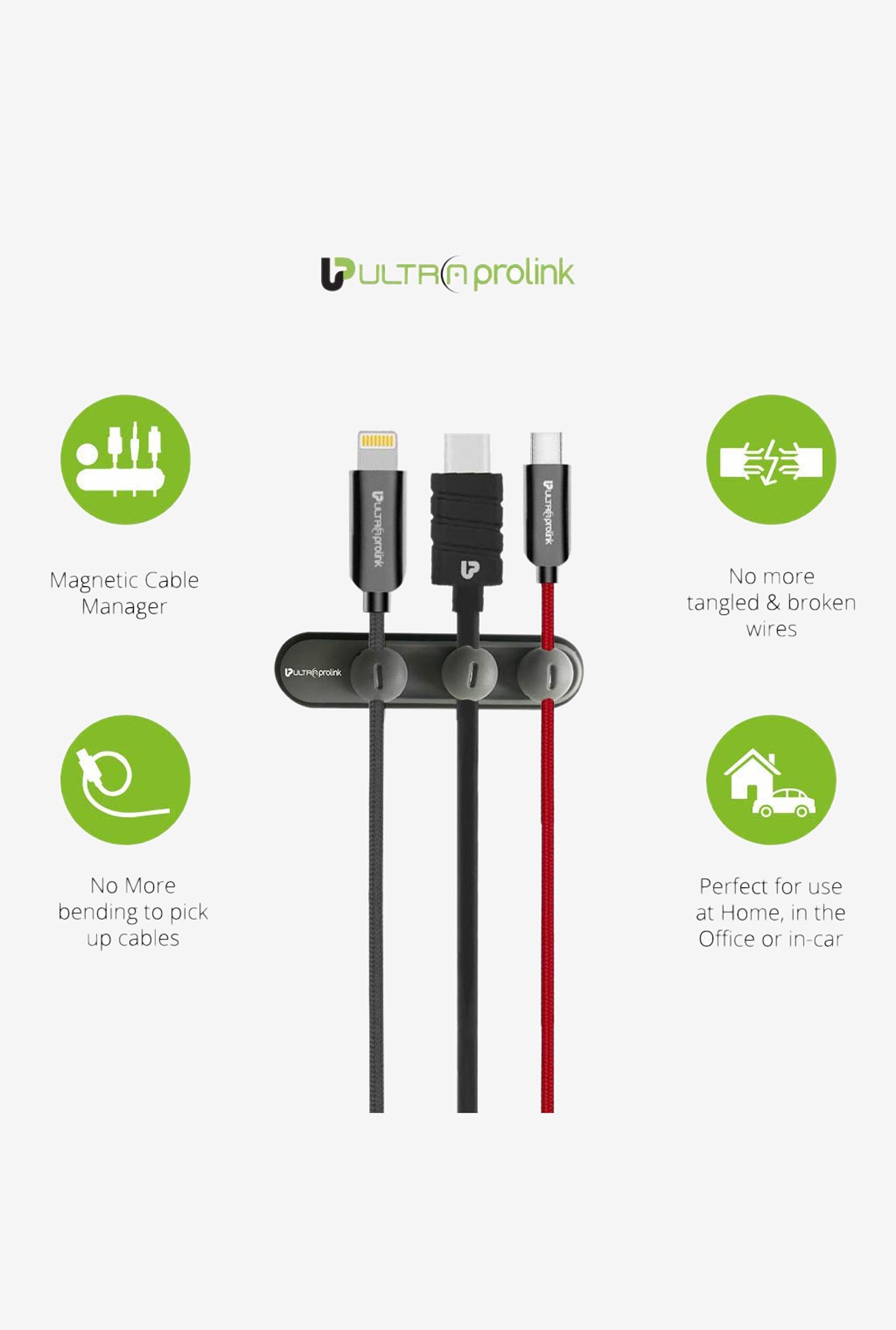 ULTRAPROLINK UM1001 Cable Tidy Magnetic Cable Organizer (Grey)