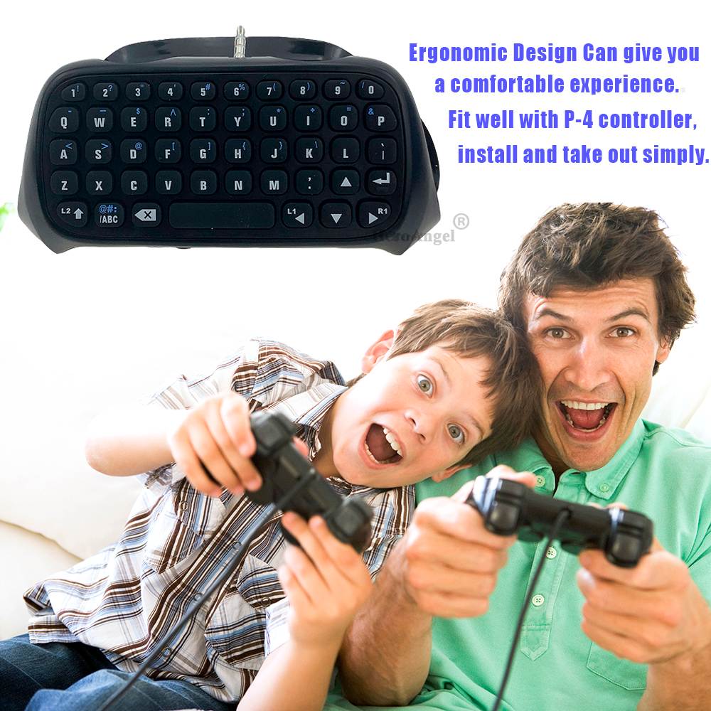 PS4 Keyboard, Mini Wireless Bluetooth Gaming Keyboard Chatpad for PS4 Controller
