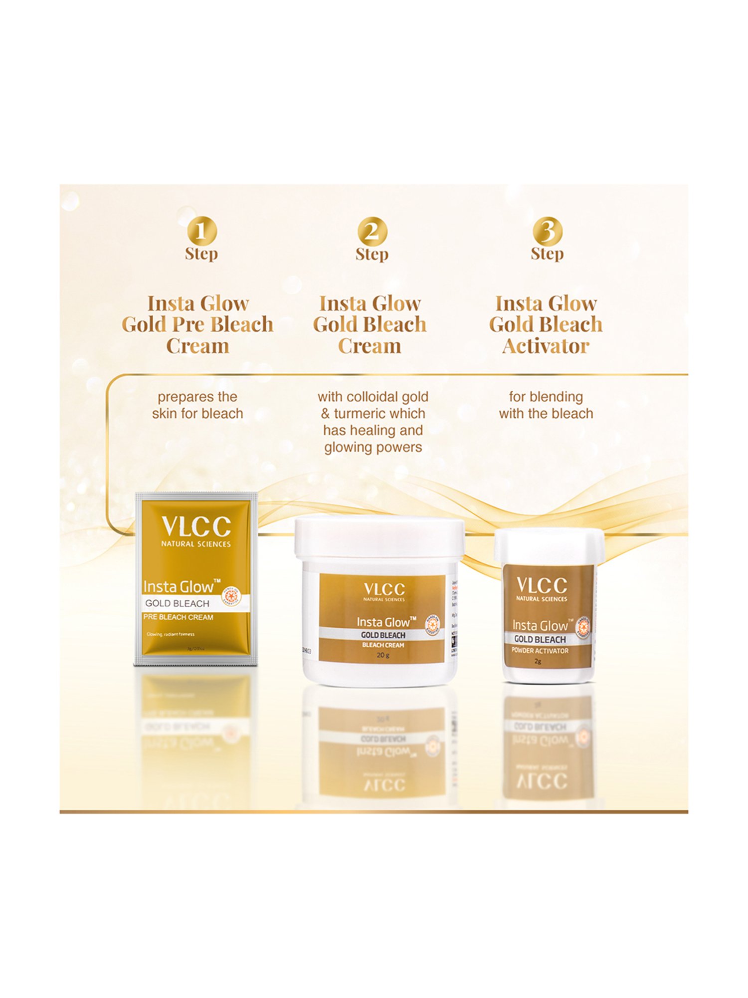 VLCC Papaya Fruit Facial Kit & Insta Glow Gold Bleach Combo