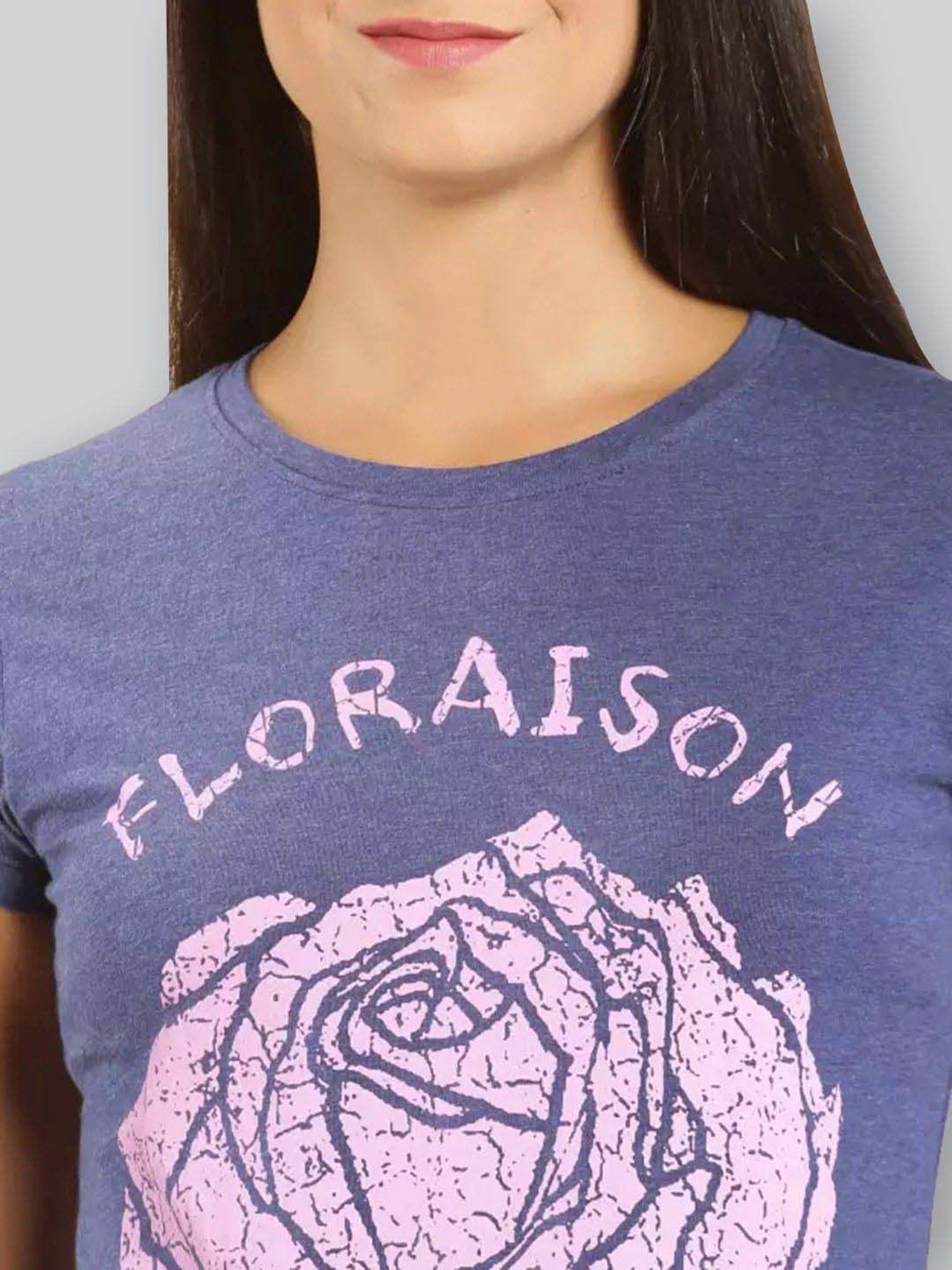 Lyra Purple Cotton Printed T-Shirt