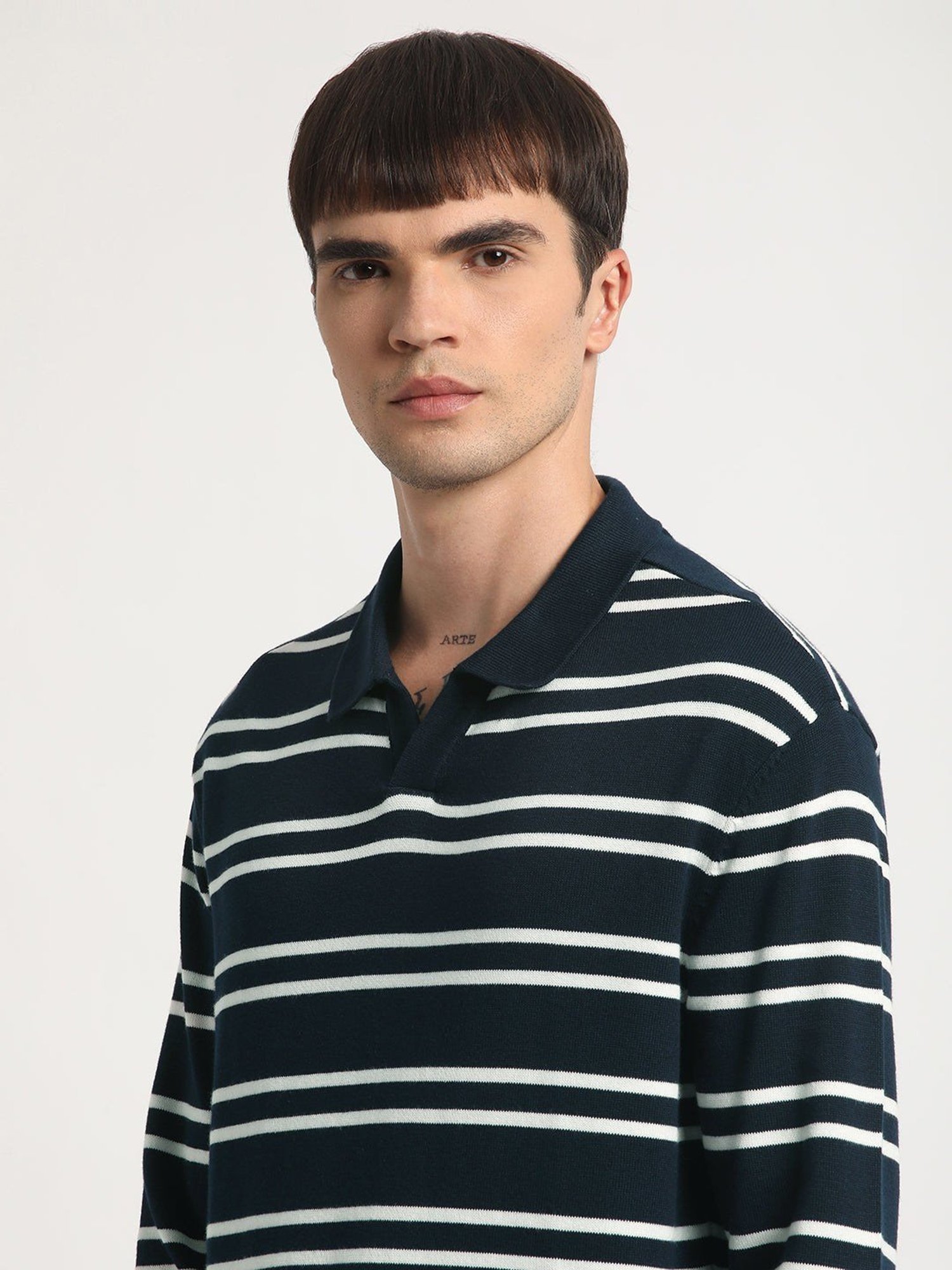 The Bear House Multicolored Cotton Regular Fit Striped Polo T-Shirt