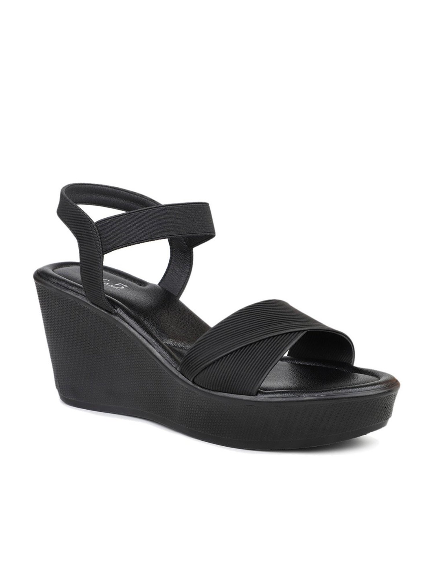 Inc.5 Women's Black Ankle Strap Wedges