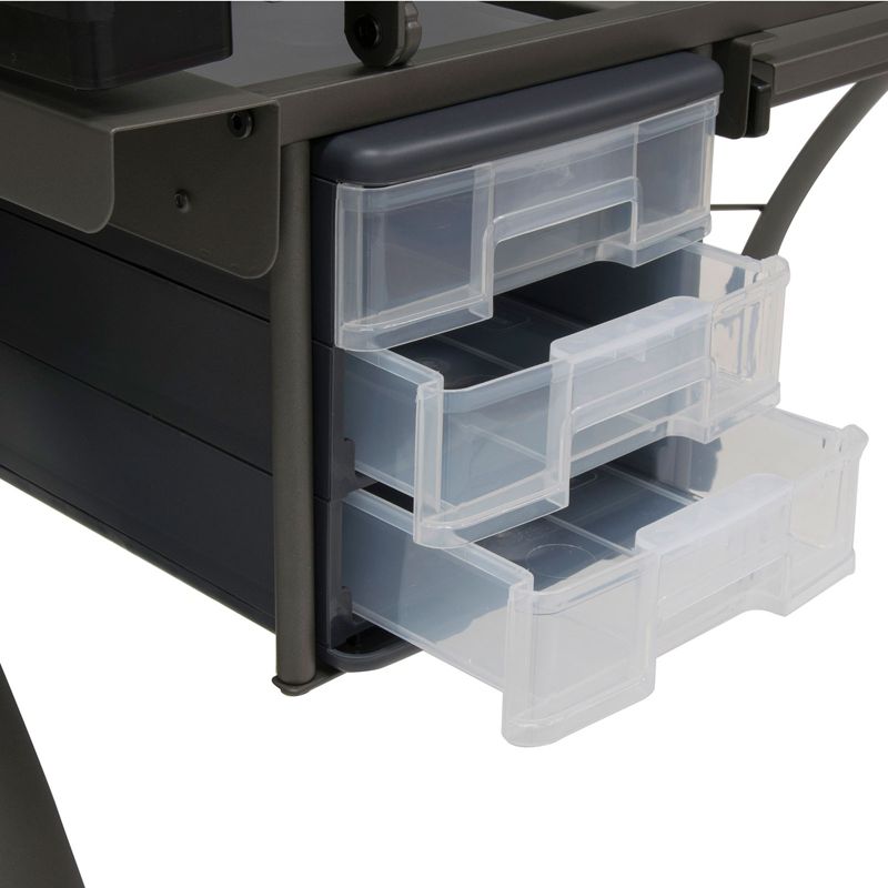 SD Studio Designs Futura 38013 Metal and Glass Hobby Desk, Pewter / Clear Glass