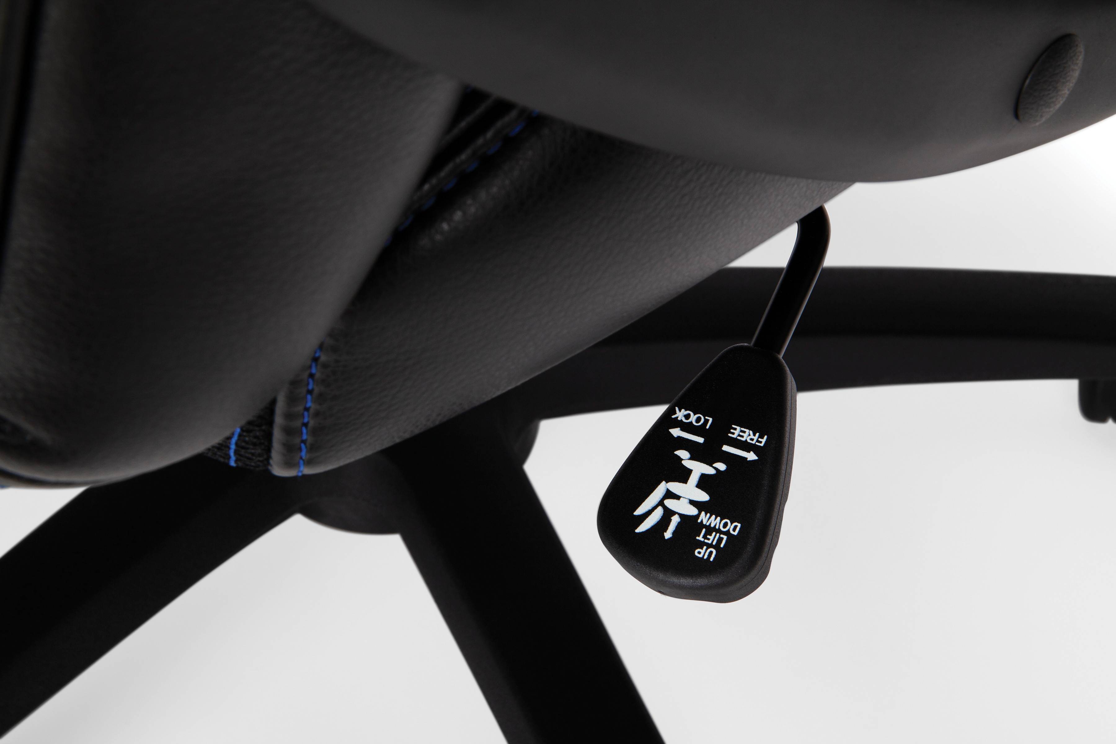 OFM Essentials Collection Racing Style SofThread Leather High Back Office Chair, in Blue (ESS-6060-BLU)