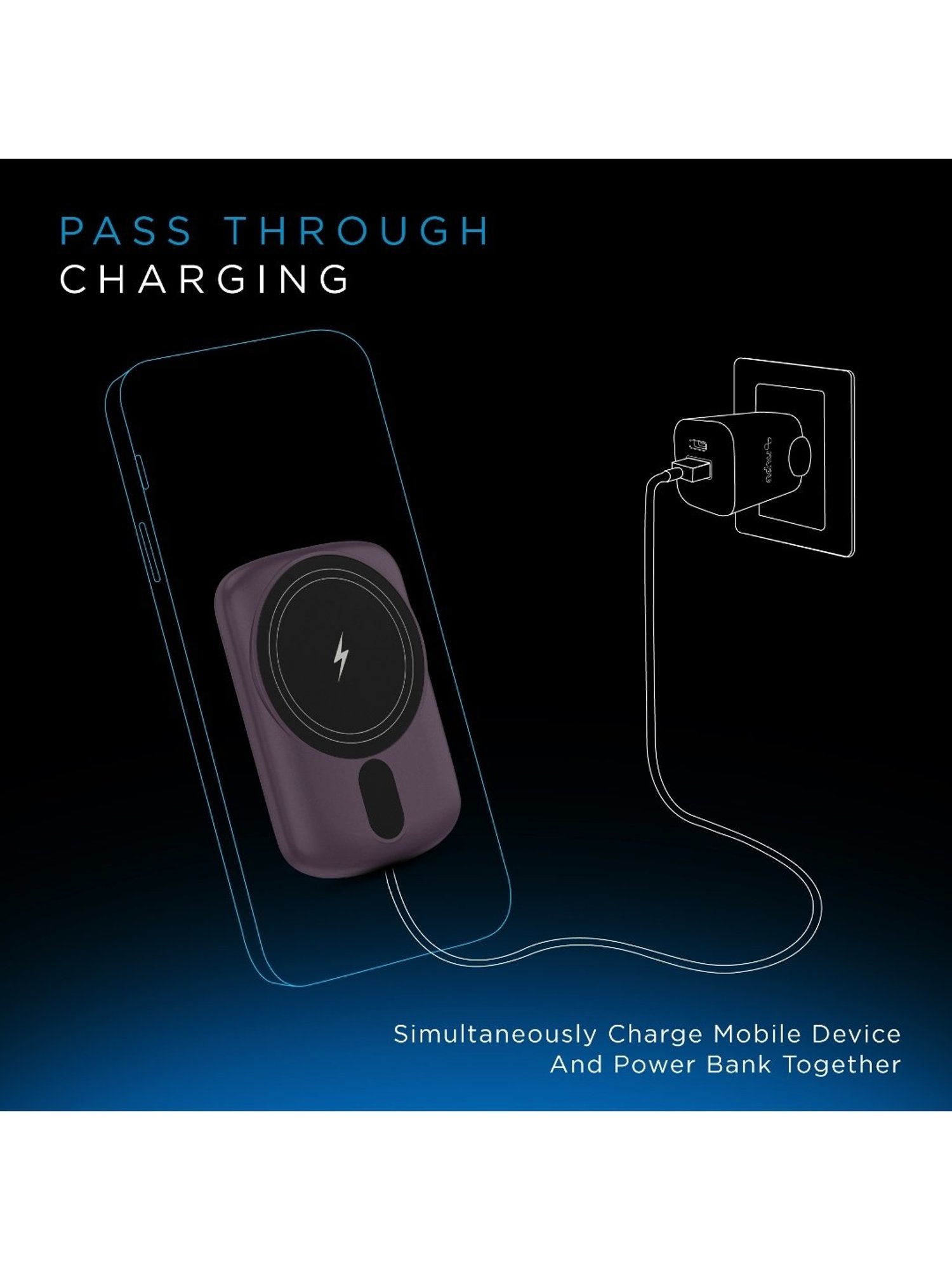 URBN 5000 mAh 15W Compact Magsafe Power Bank w MagTag Ring(Purple)