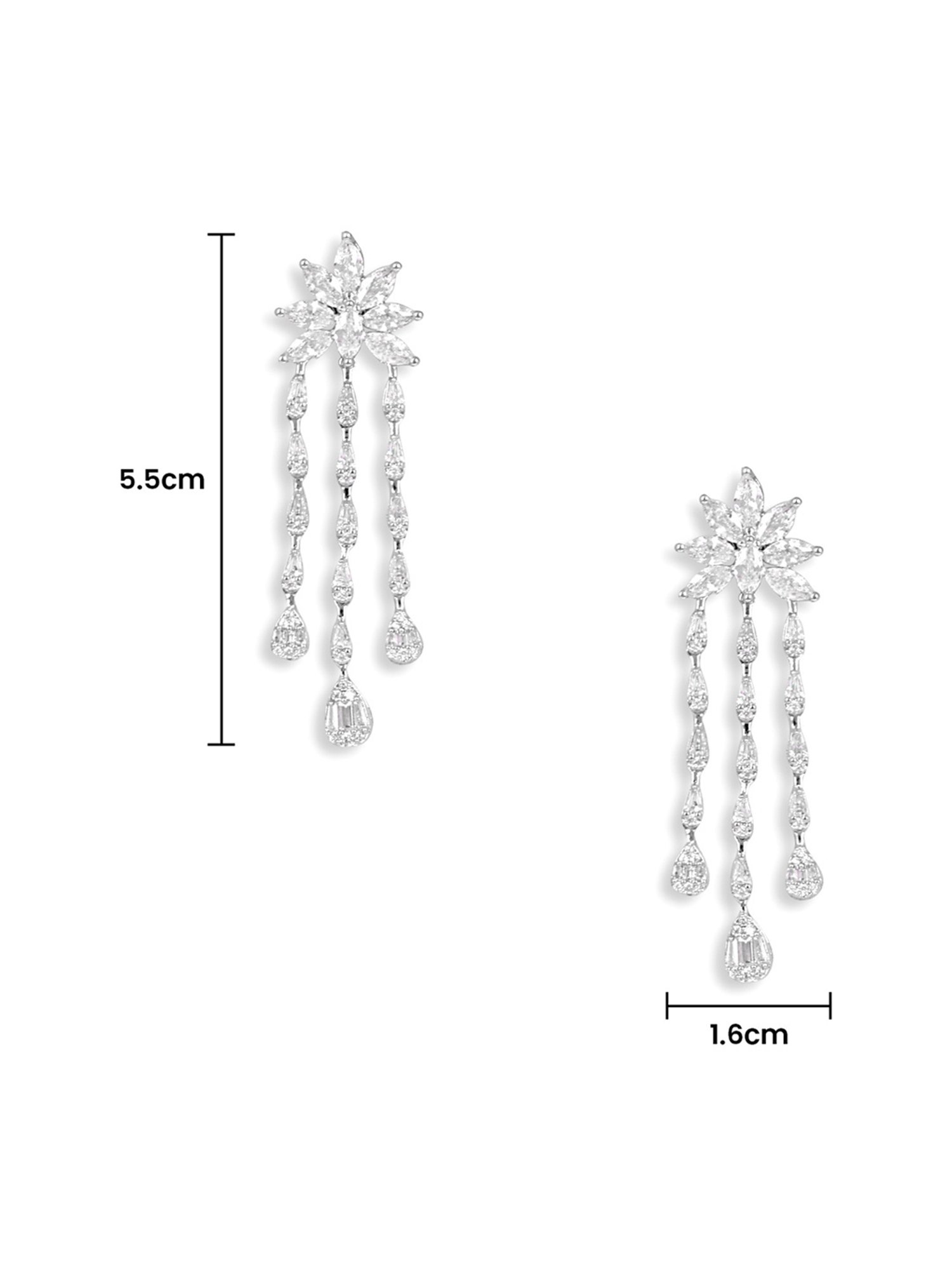 The Real Effect London Sonah Silver Florere Long Hanging Drop Earrings