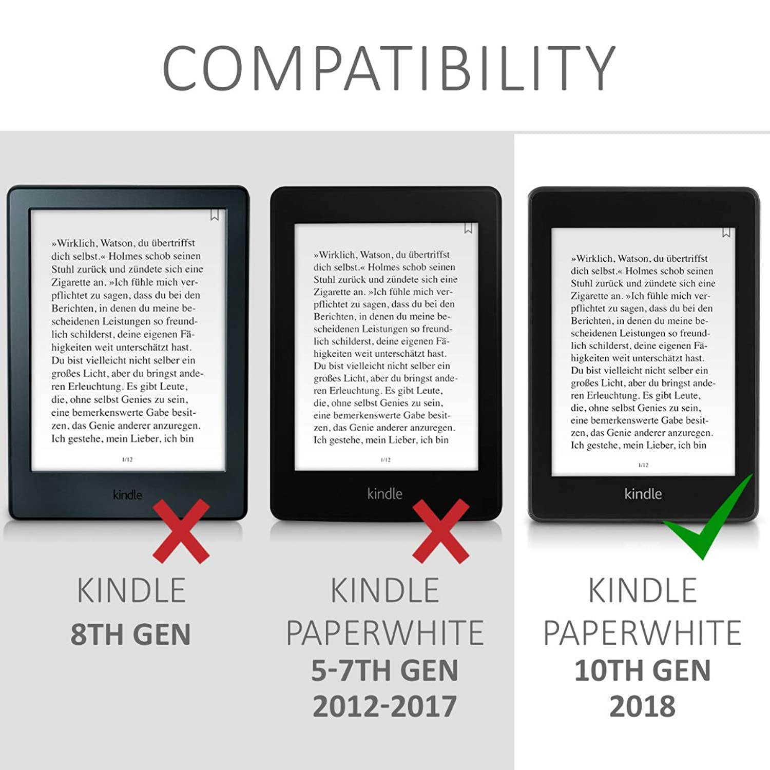 kwmobile Case Compatible with Amazon Kindle Paperwhite (10. Gen - 2018) - Book Style PU Leather e-Reader Cover - Elephant Sketch Dark Pink/Anthracite