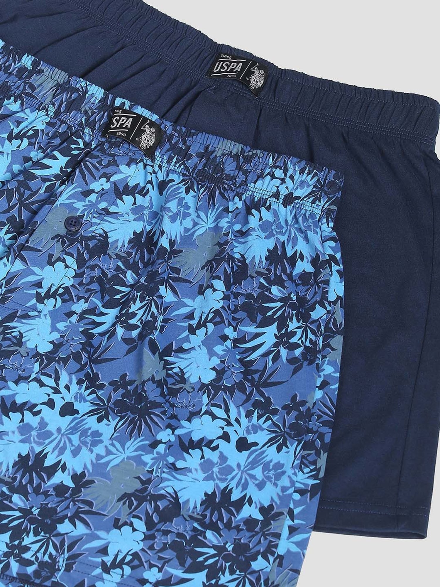 U.S. Polo Assn. Blue & Navy Regular Fit Printed Boxers - Pack of 2