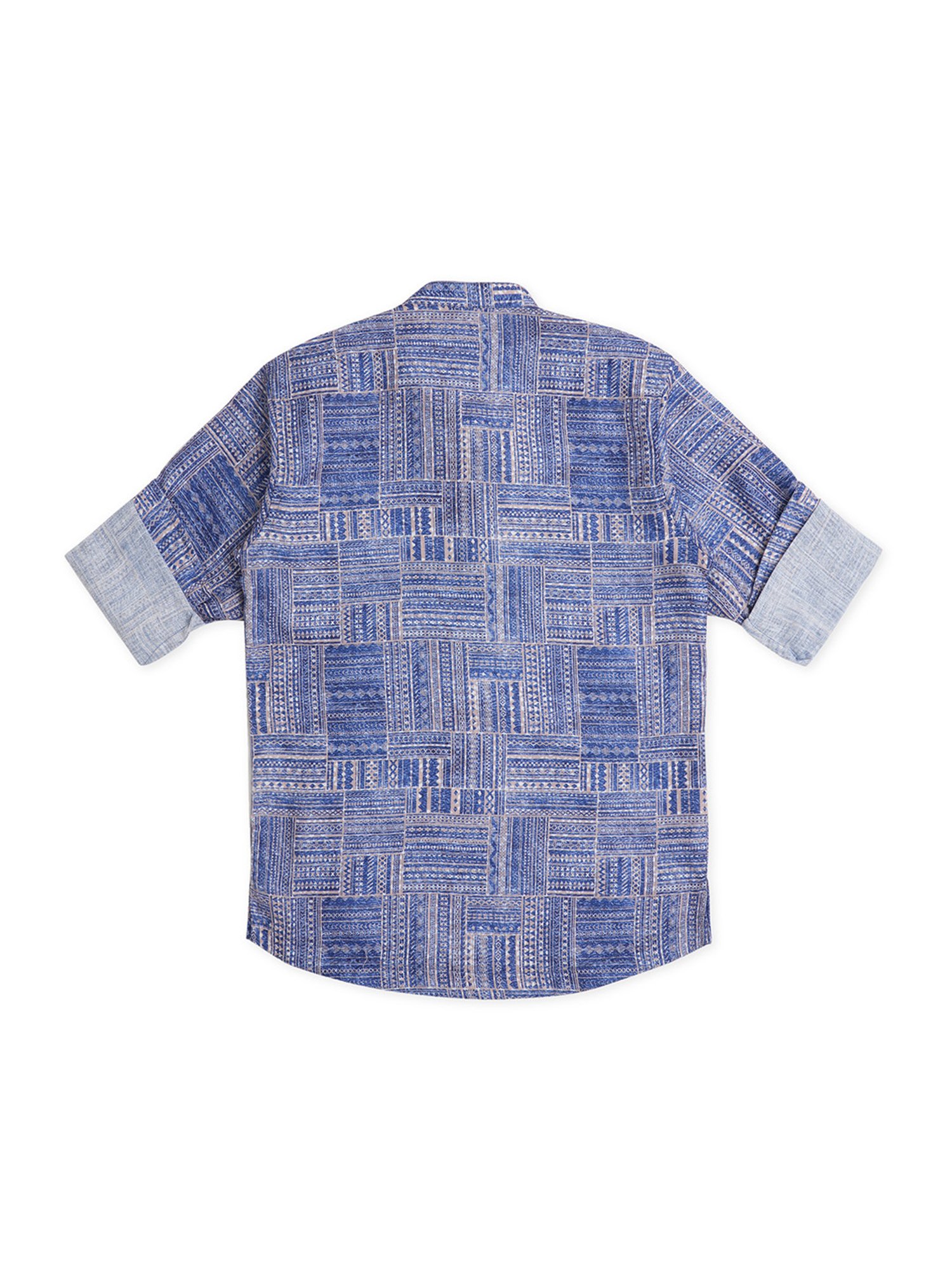 Cavio Kids Blue Printed Full Sleeves Shirt