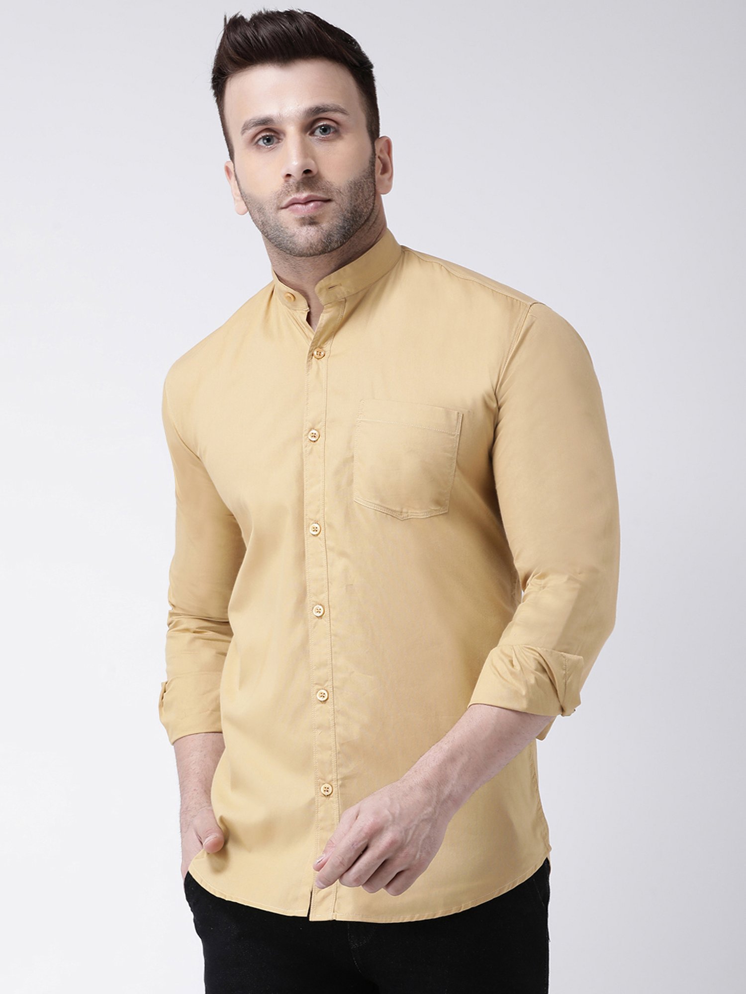 Hangup Plus Khaki Slim Fit Pure Cotton Shirt