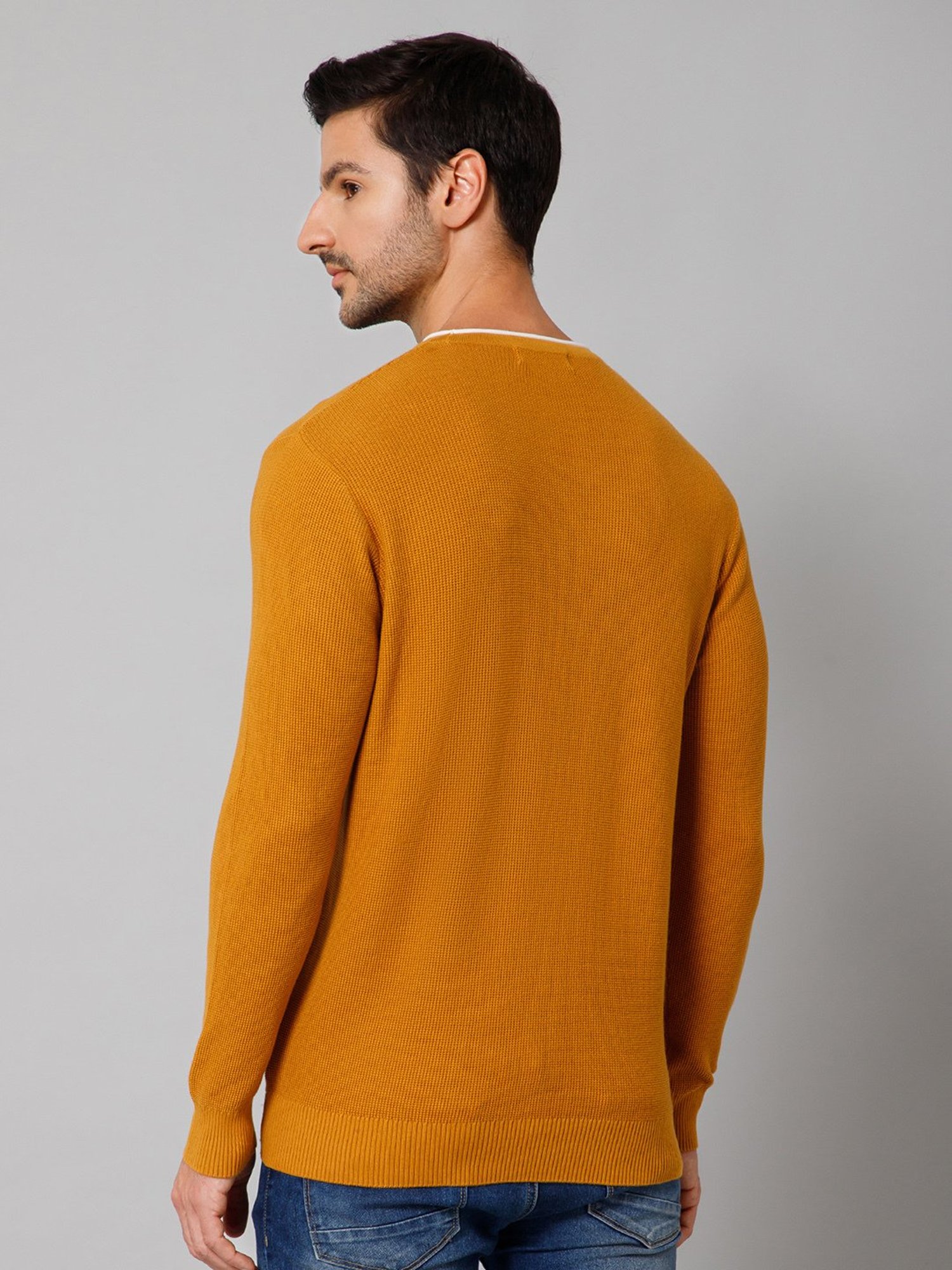 Cantabil Mustard Regular Fit Sweater