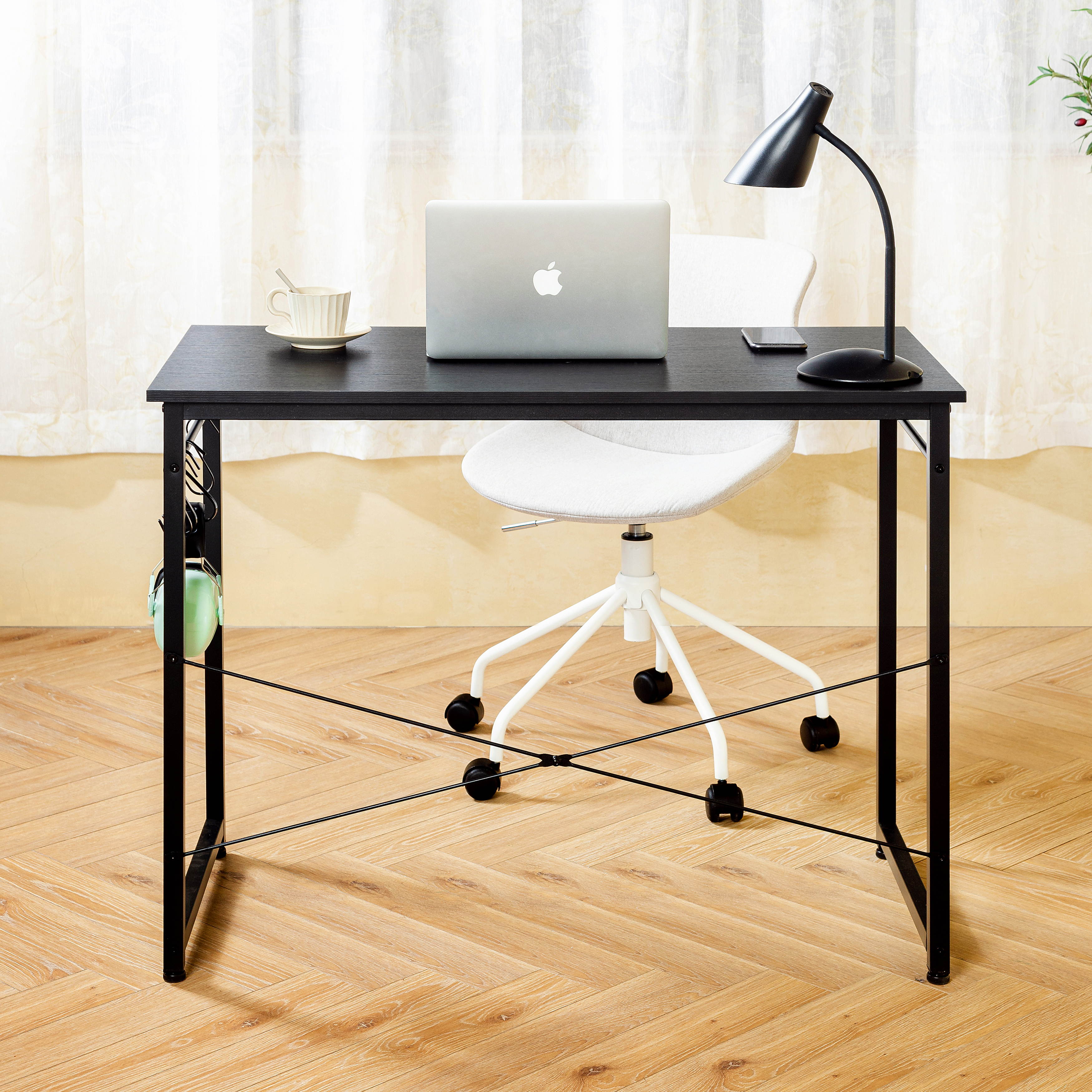 40" Home Office Desk Gaming Desk Modern Simple Desk Study Writing Table Small Computer Desk with 4 hooks