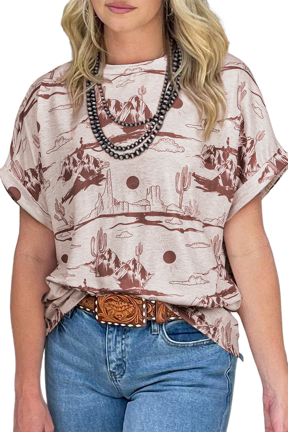 Red Cheetah Print Casual Short Sleeve Crew Neck T Shirt