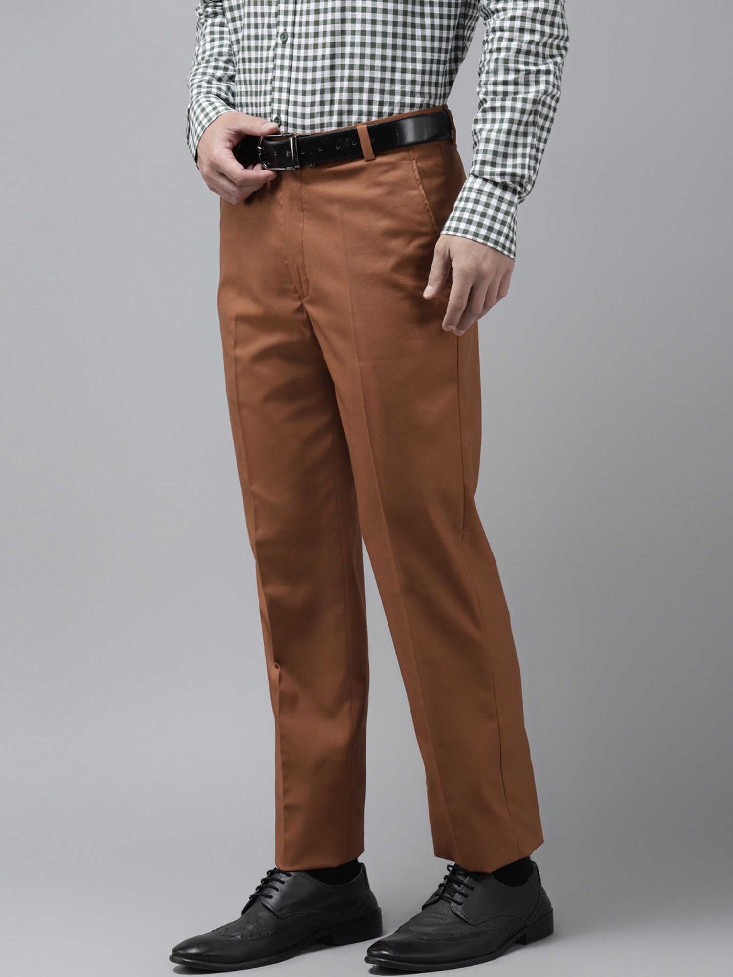 Hangup Brown Regular Fit Flat Front Trousers