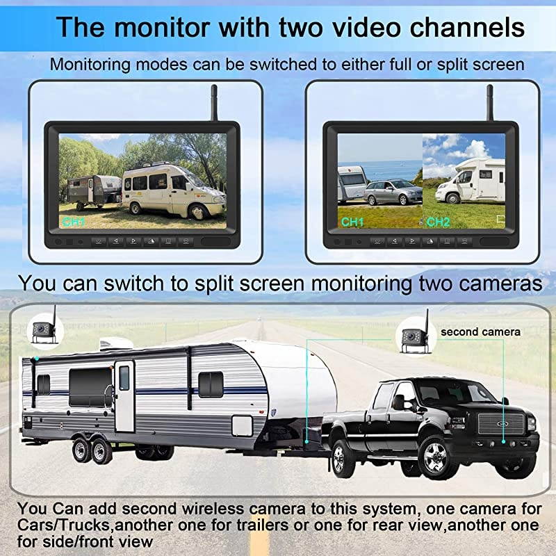 FHD 1080P Digital Wireless Backup Camera with 7quot DVR Monitor HighSpeed Observation System for RVsTrucksTrailersFifth Wheel IP69K Waterproof Super Night Vision Guide Lines DIY
