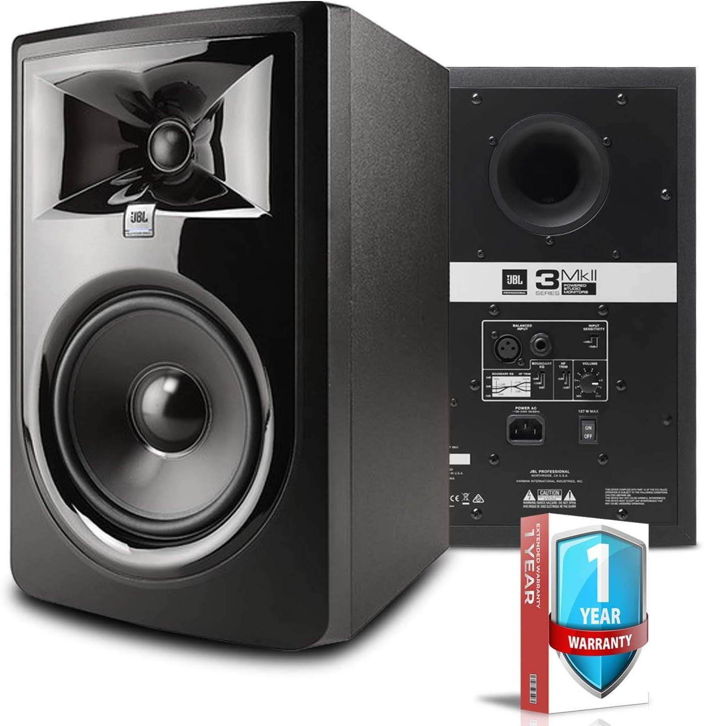 JBL 306P MkII - Powered 6.5" Two-Way Studio Monitor with 1-Year Extended Warranty
