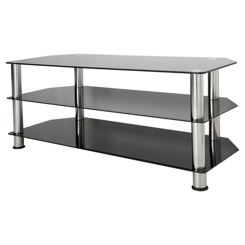 55" TV Stand with Glass Shelves - Silver/Black