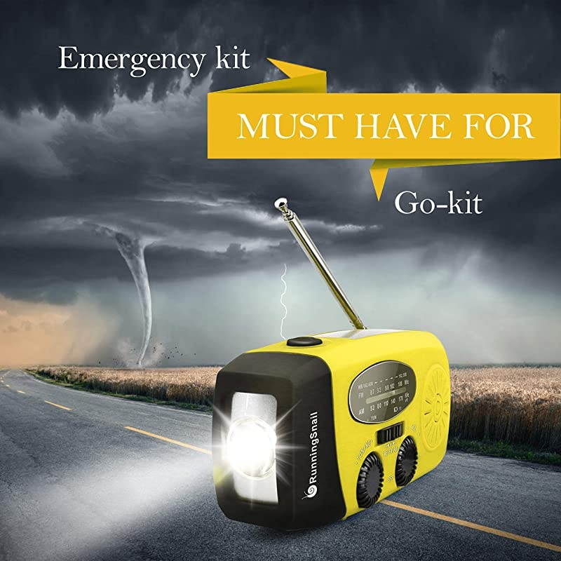 Upgraded Version  Emergency Hand Crank Self Powered AMFM NOAA Solar Weather Radio with LED Flashlight Emergency Power Bank for iPhoneSmartphone 088Y