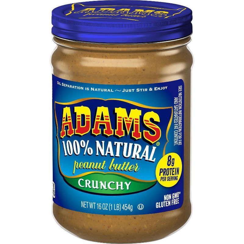 Adams 100% Natural Crunchy Peanut Butter - 16oz