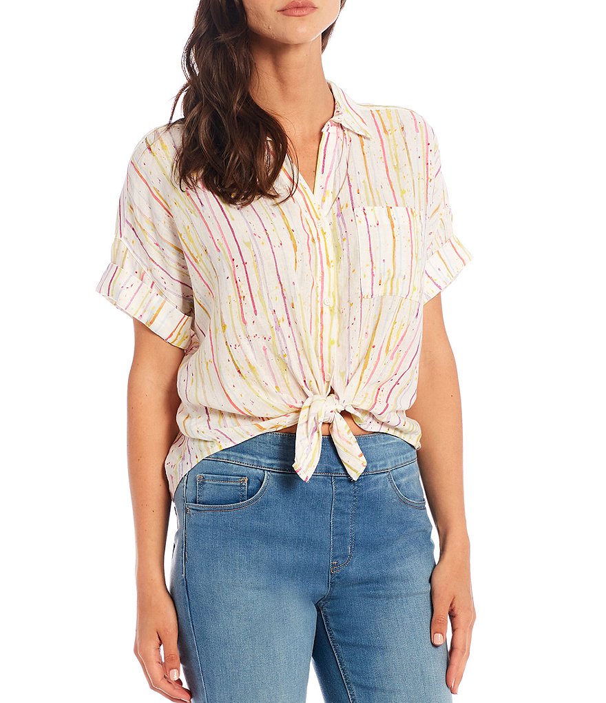 Westbound Petite Size Pink Drip Drop Shoulder One Pocket Shirt
