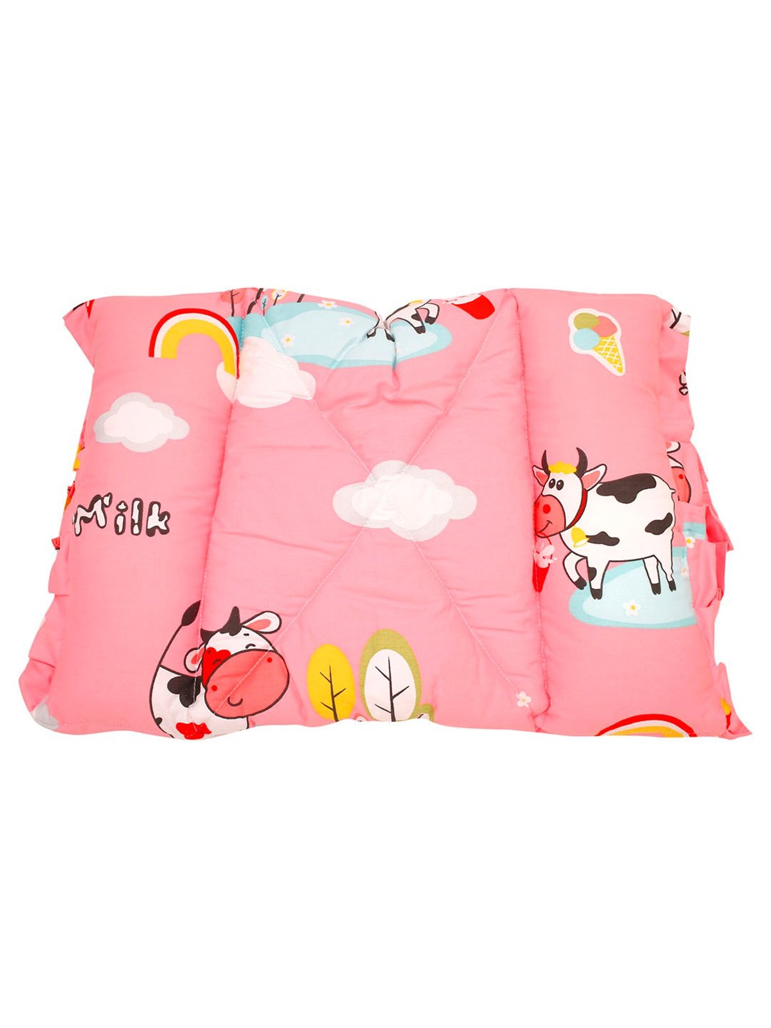 Baby Moo Milkaholic Peach Mattress with Fixed Neck Pillow and Bolsters