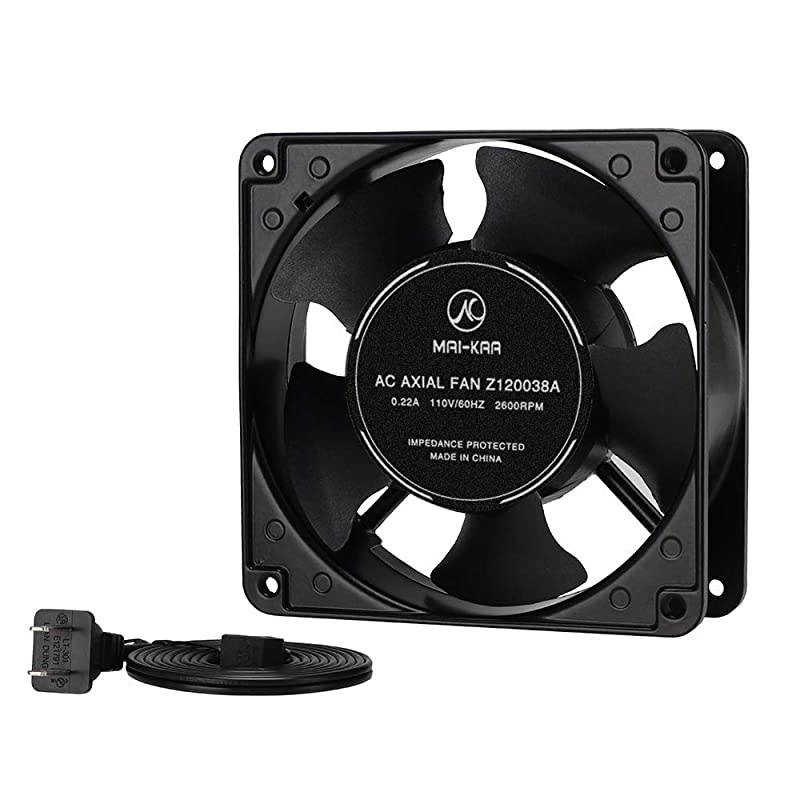 120mm Fan Computer AC 1238, Axial Cooling Exhaust 110V by 125V, High Speed with Metal Net and 4-feet Power Cord