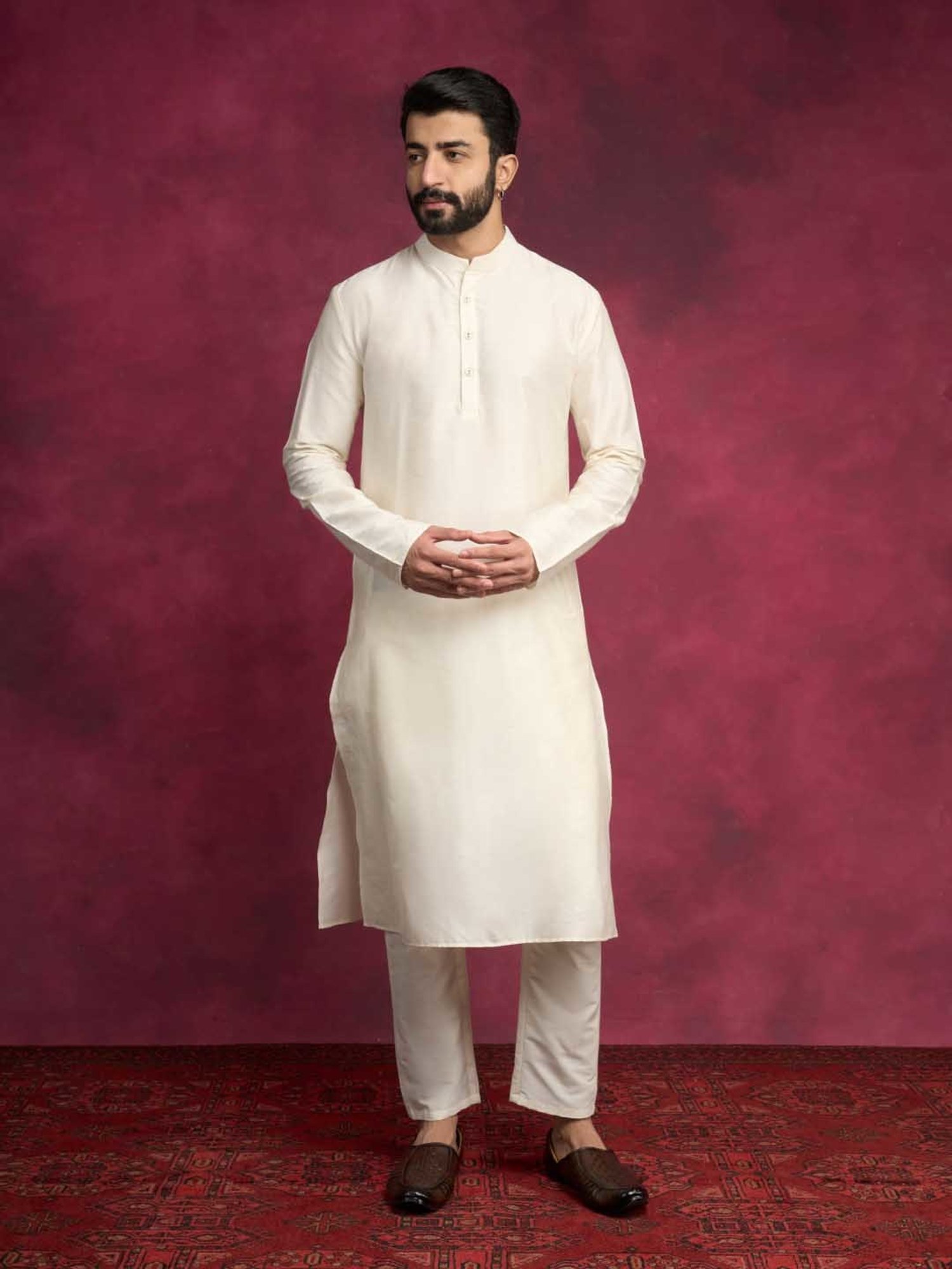 Abhishti Cream Straight Fit Kurta & Straight Pants Set