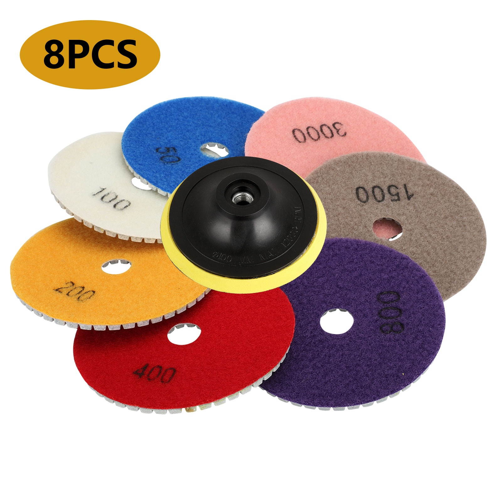 10/8PCS Set Diamond Polishing Pads 4 inch Wet Dry Granite Marble Concrete Stone