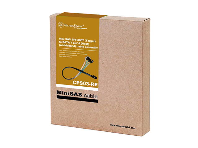 SilverStone 36 Pin Minisas Sff-8087 (Target) to SATA 7Pin (Host) + Sideband Cable 0.5M CPS03-RE Components Other RL-CPS03-RE