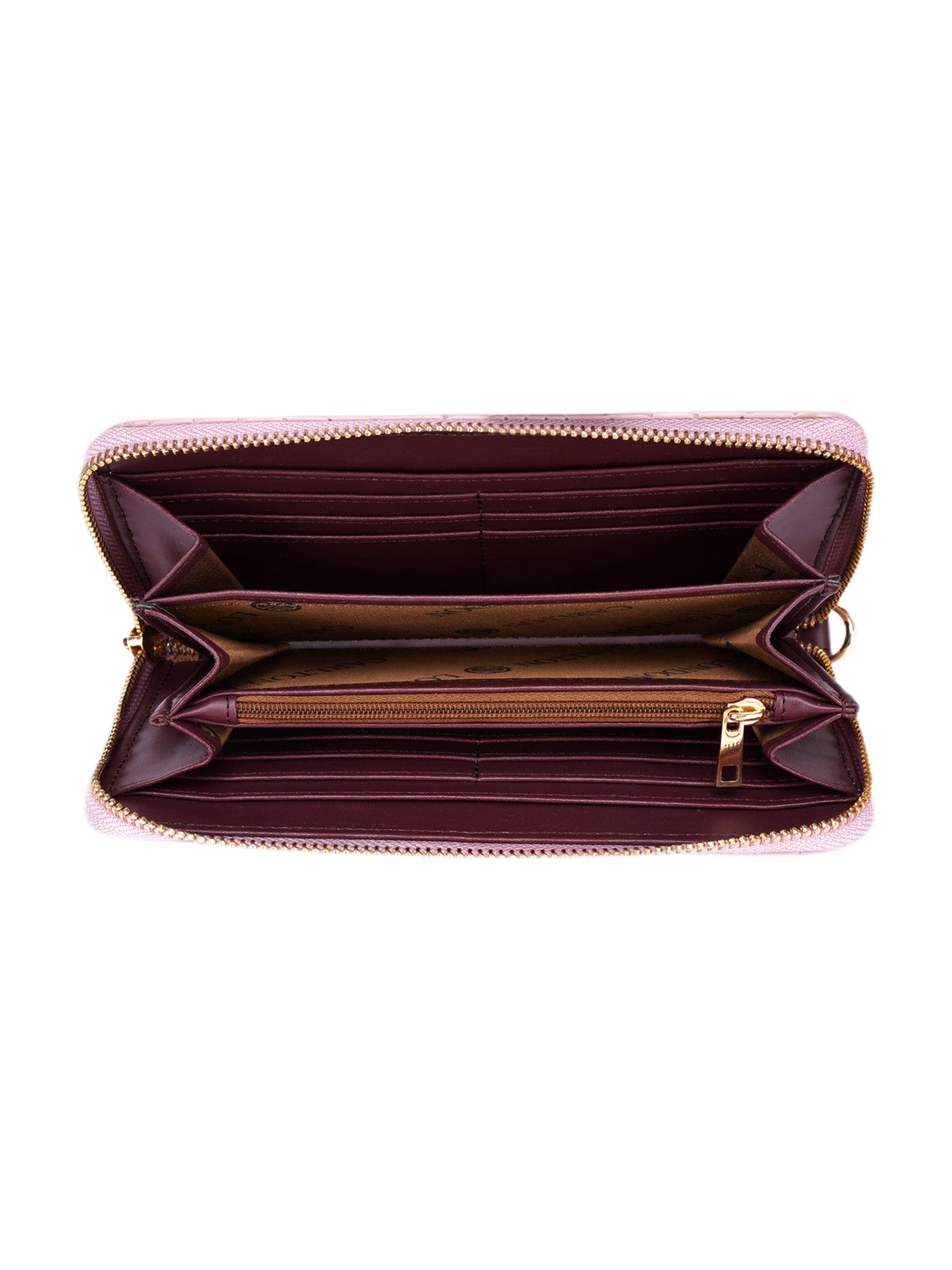 Carlton London Beige Textured Small Zip around Wallet for Women