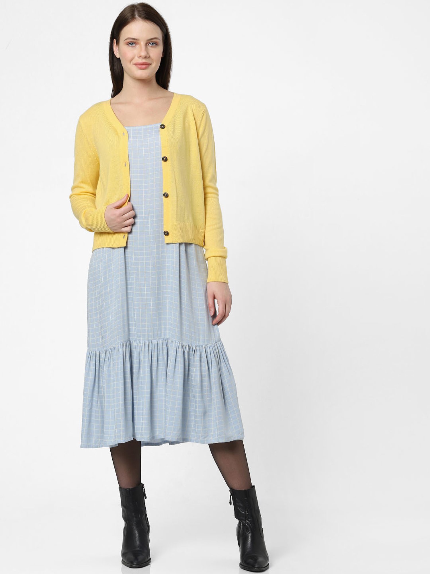 Vero Moda Yellow Regular Fit Cardigans