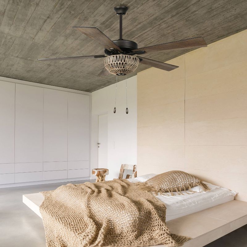 52" 5-Blade LED Woven Rope Lighted Ceiling Fan - River of Goods