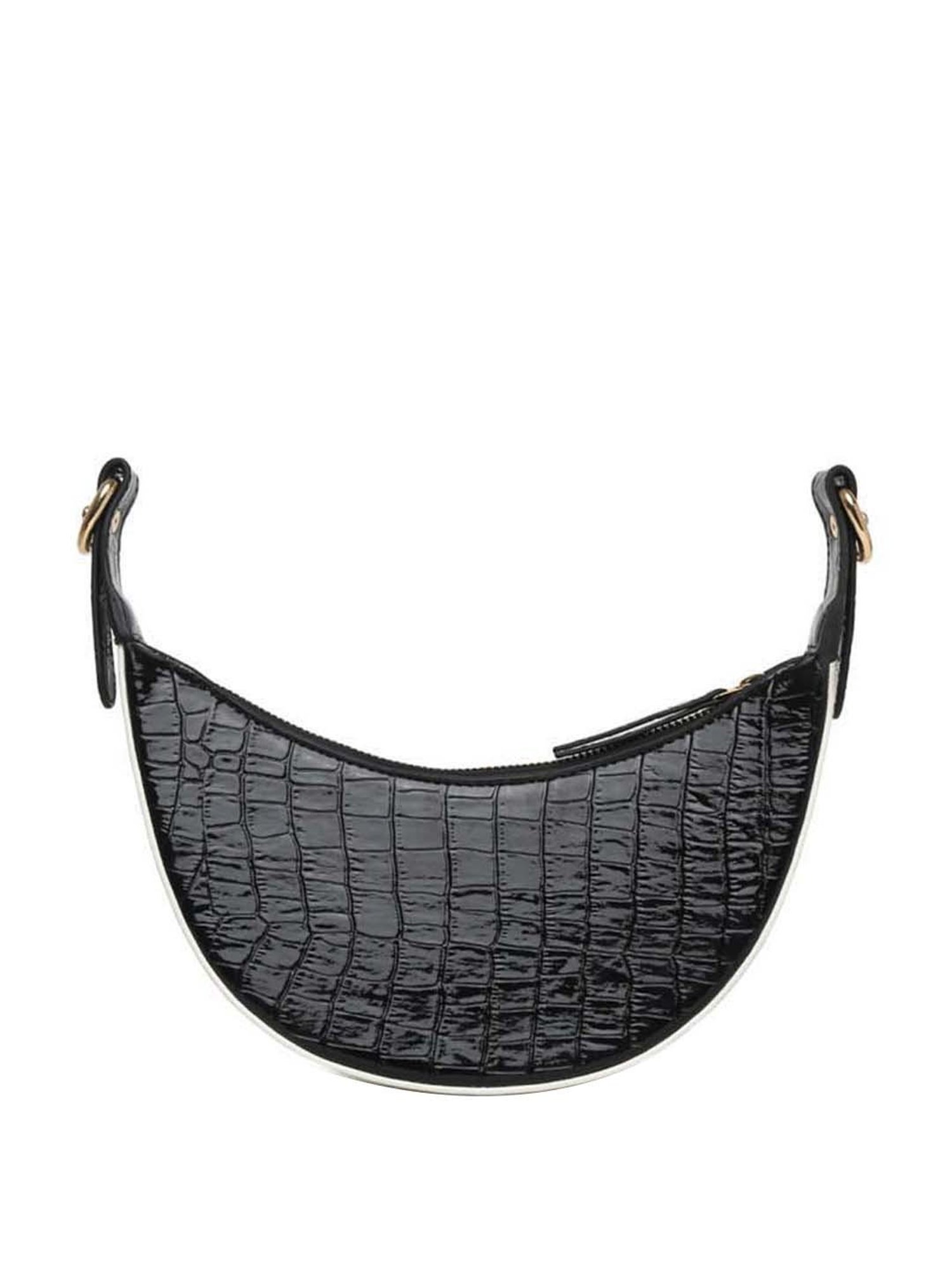 KLEIO Black Textured Medium Sling Handbag