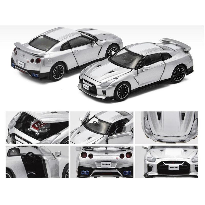 Nissan GT-R (RHD) Super Silver with White Stripe "50th Anniversary Edition" Ltd Ed 1200 pcs 1/64 Diecast Model Car by Era Car