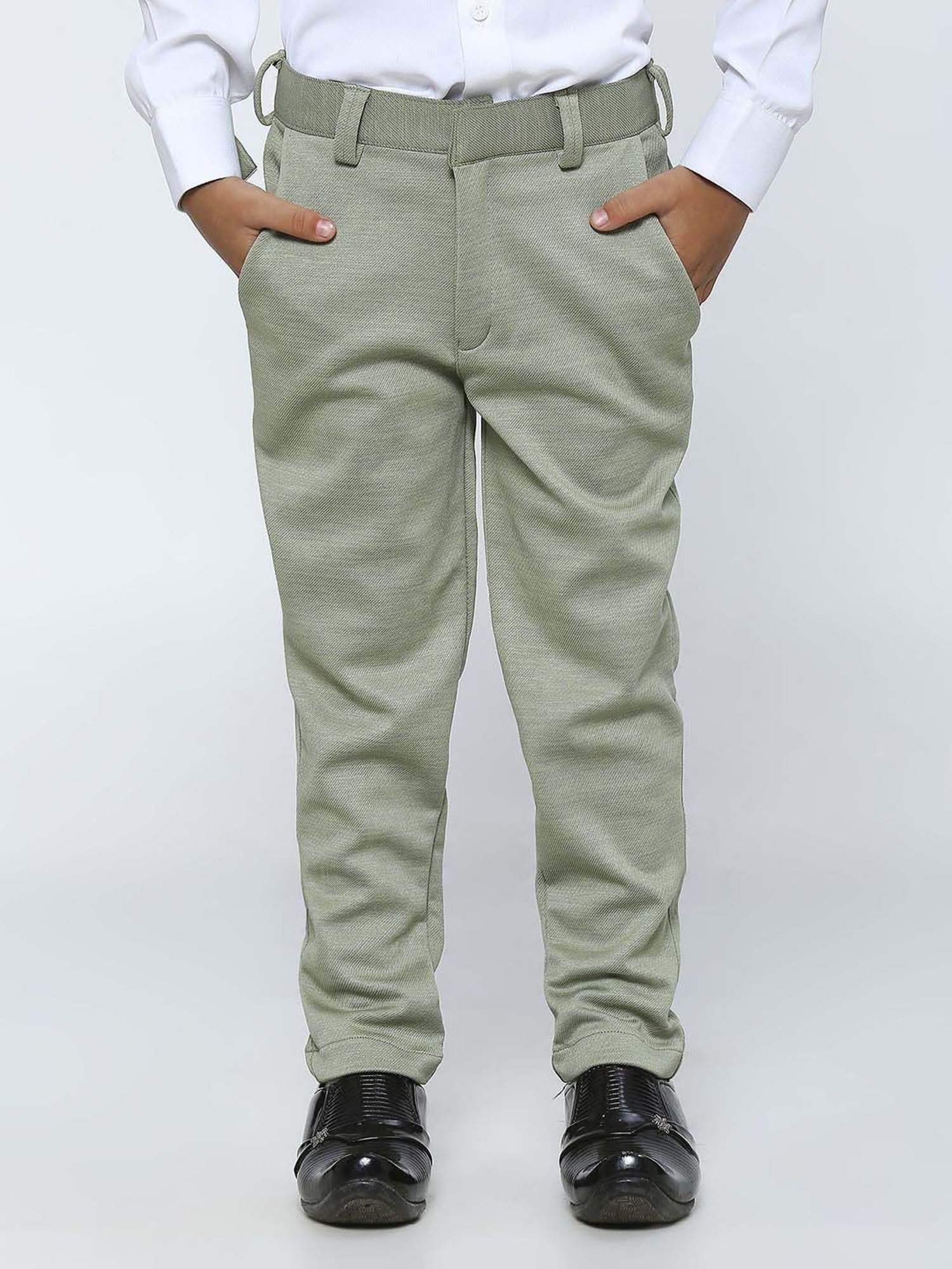 Kids Island Boys Grey Solid Full Sleeves Suit Set