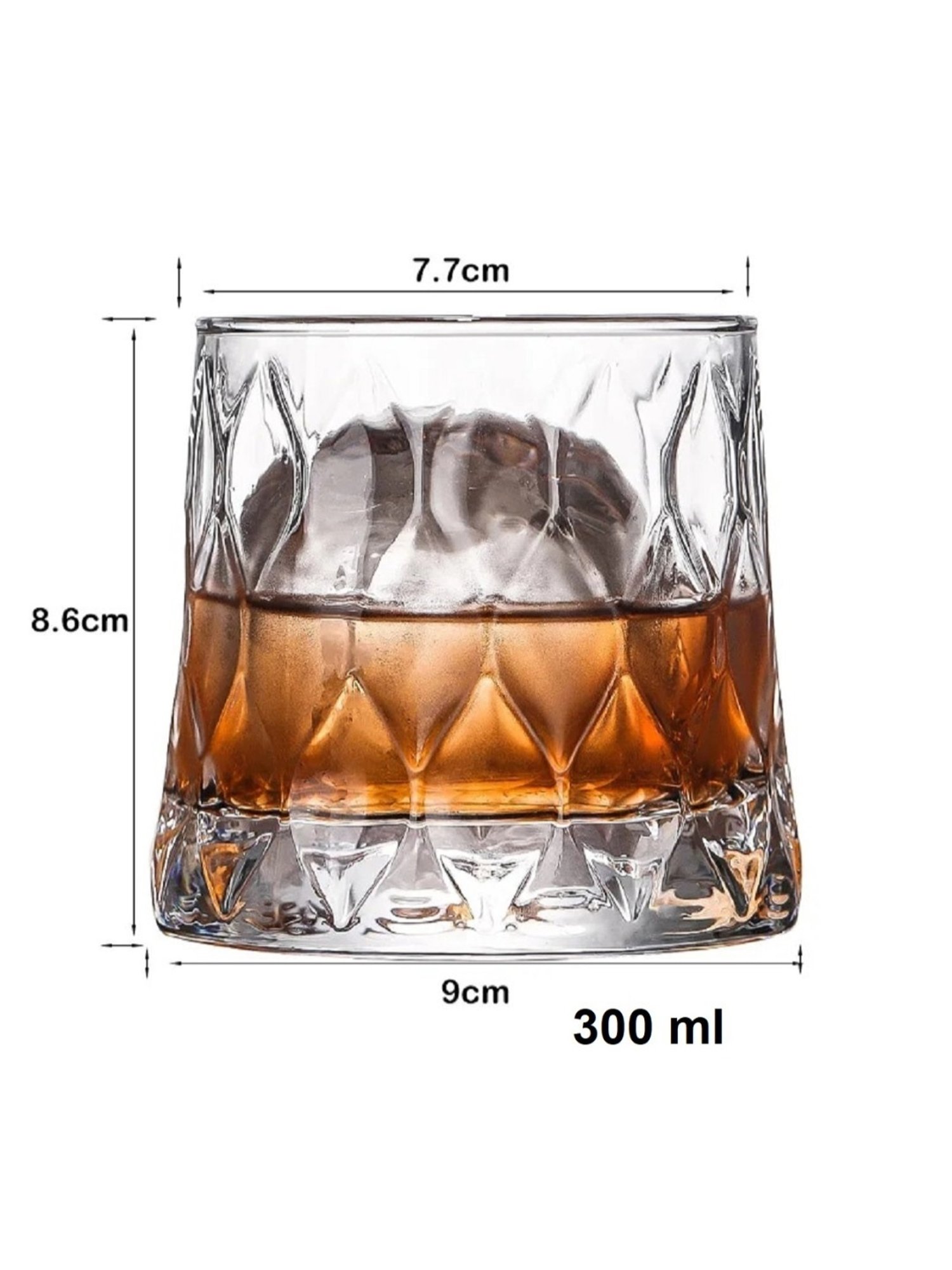 Melbify Leafy Snifter Transparent Whiskey Glass 300ml - Set of 6